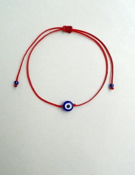 Grey string bracelet Blue evil eye Evil eye bracelet Protection bracelet