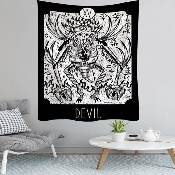 Grim Reaper Demon  Mysterious Tarot Magic Legend Witchcraft Tapestry Aesthetic Wall Hanging Macrame Boho Decor Tapestry  Wall Decor