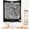 Grim Reaper Demon  Mysterious Tarot Magic Legend Witchcraft Tapestry Aesthetic Wall Hanging Macrame Boho Decor Tapestry  Wall Decor