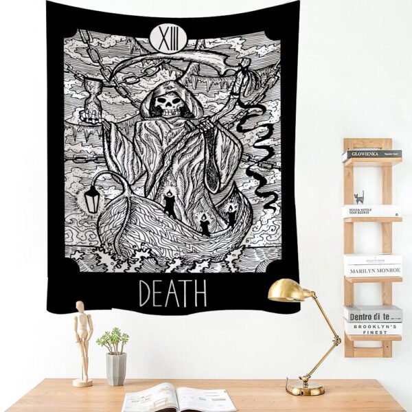 Grim Reaper Demon  Mysterious Tarot Magic Legend Witchcraft Tapestry Aesthetic Wall Hanging Macrame Boho Decor Tapestry  Wall Decor