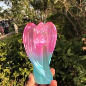 Guardian Angel Figurine Natural Electroplating Color Selenite Raw Crystals Gypsum Crystal Healing Stone Home Decor Diy Gifts 1pc - Stones