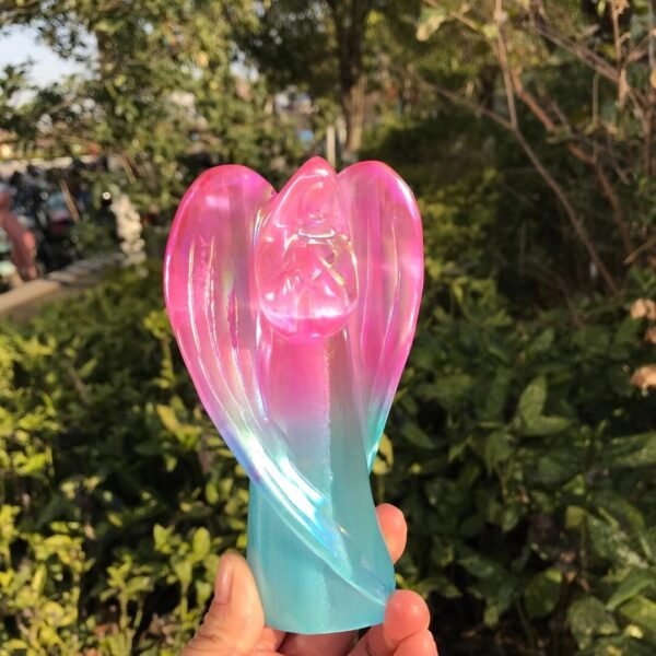 Guardian Angel Figurine Natural Electroplating Color Selenite Raw Crystals Gypsum Crystal Healing Stone Home Decor Diy Gifts 1pc - Stones