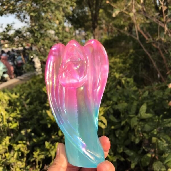 Guardian Angel Figurine Natural Electroplating Color Selenite Raw Crystals Gypsum Crystal Healing Stone Home Decor Diy Gifts 1pc - Stones