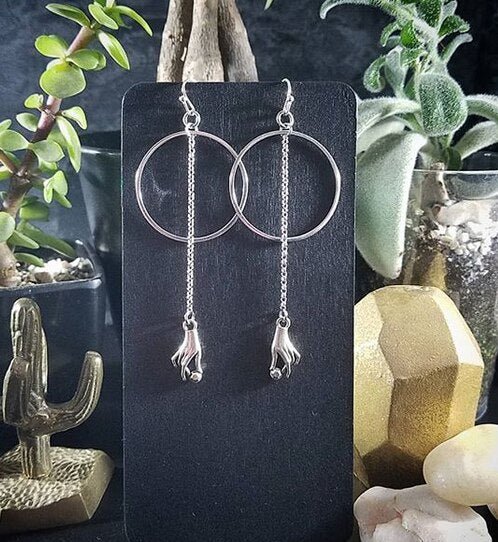 Gypsy Hand Earrings,Victorian Hand Earrings,magic Jewelry,silver Plated