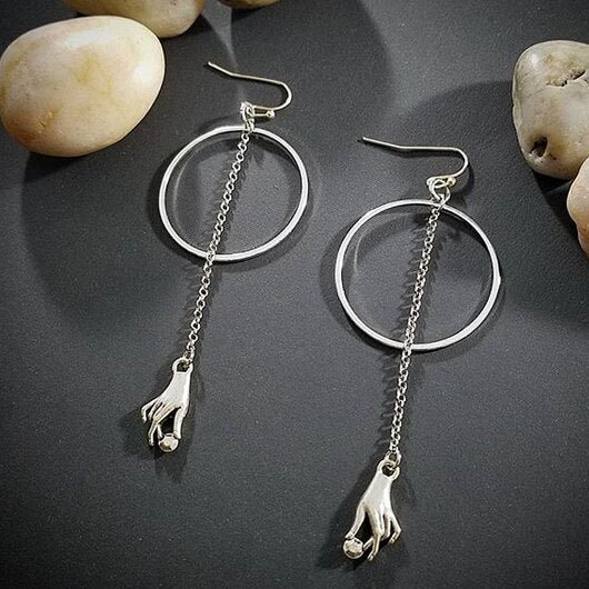 Gypsy Hand Earrings,Victorian Hand Earrings,magic Jewelry,silver Plated