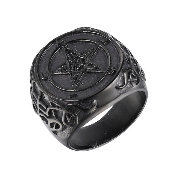 Baphomet Goat Pentagram Ring Satanic Leviathan Cross Gothic Witch Rings