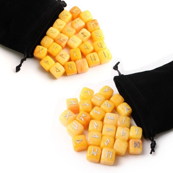 25Pcs Natural Chakra Various Cube Crystals Runes Metal Symbol Fortune-telling Divination Rock Stones