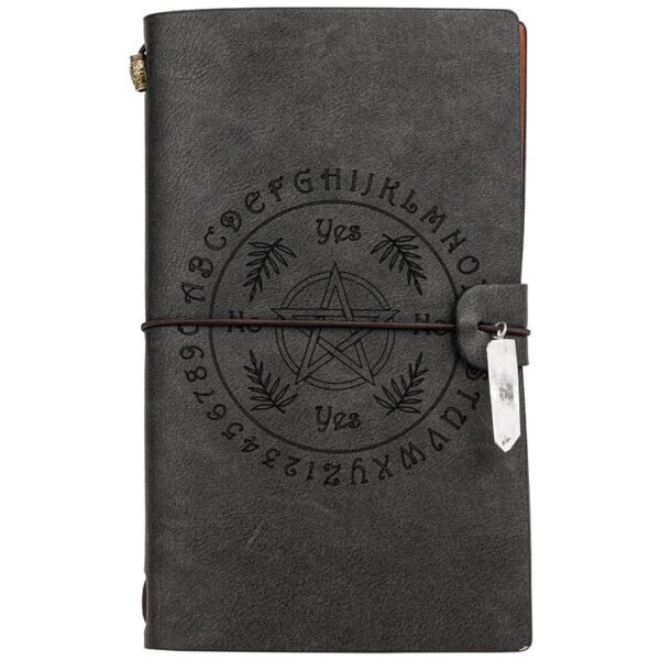 Charka Leather Magic Notebook Rune Natural Crystal Healing Clear quartz Point