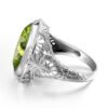 Sterling Silver Rings Women Chunky Vintage Ring Punk Big Stone Green Peridot Oval Gemstone Ring