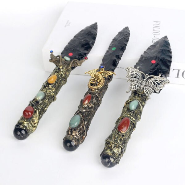 New Design Obsidian Carved Knife Obsidian Sceptre Craft
