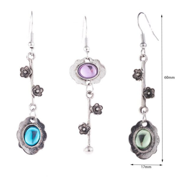 New 3 Colors Retro Plum Blossom Pendant Drop Earrings Hanging Ear Moonstone Key Shape Stud Earrings Female Fashion Jewelry Girl