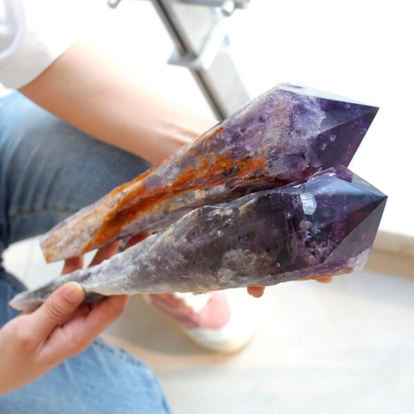 Super size Natural Amethyst Quartz Cluster Crystal Rod Point Specimen Scepter