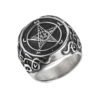 Baphomet Goat Pentagram Ring Satanic Leviathan Cross Gothic Witch Rings