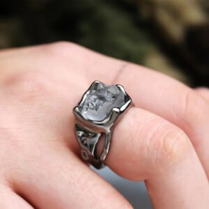 Gothic Ring Black White Irregular Crystal Rings