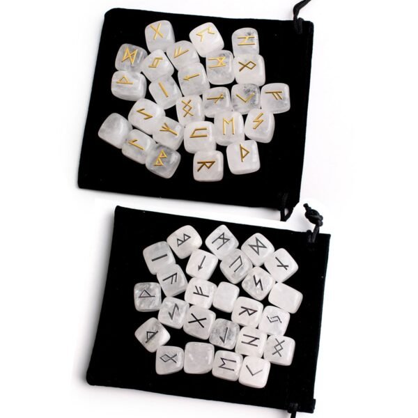 25Pcs Natural Chakra Various Cube Crystals Runes Metal Symbol Fortune-telling Divination Rock Stones