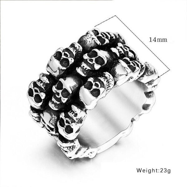 Heavy Metal Skull Biker Ring Men Solid Pave Skeleton Gothic Punk Ring