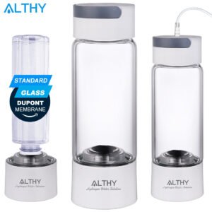 Hydrogen Rich Water Generator Bottle - Glass Cupbody - DuPont SPE & PEM Dual Chamber Maker lonizer - H2 Inhalation device