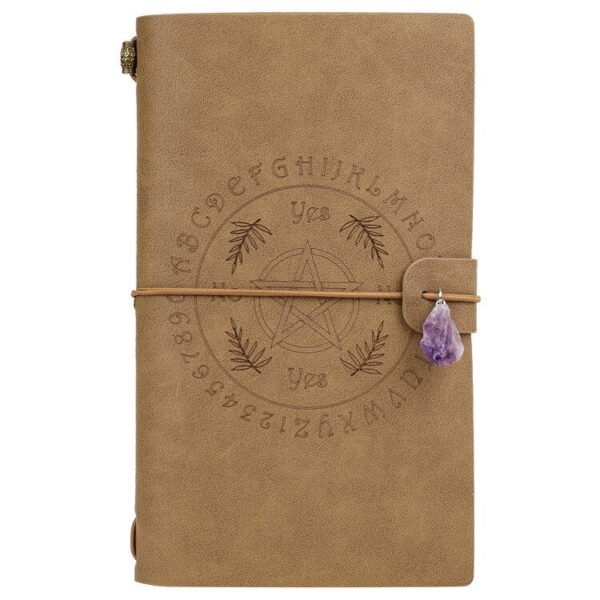 Charka Leather Magic Notebook Rune Natural Crystal Healing Clear quartz Point