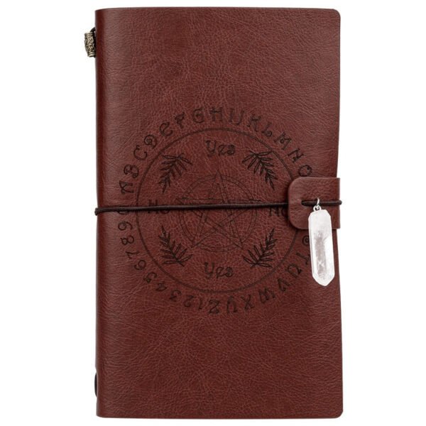 Charka Leather Magic Notebook Rune Natural Crystal Healing Clear quartz Point