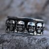 Vintage 316L Stainless Steel Biker Skull Ring