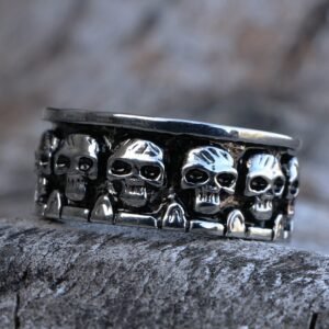 Vintage 316L Stainless Steel Biker Skull Ring