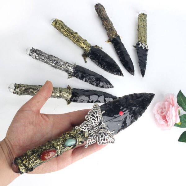 New Design Obsidian Carved Knife Obsidian Sceptre Craft
