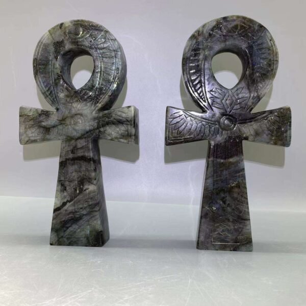 large size labradorite anka cross crystal egyptian key of life ankh