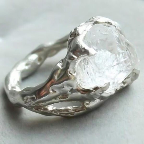 Gothic Ring Black White Irregular Crystal Rings