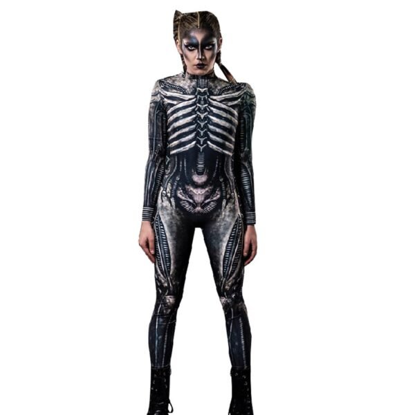 Halloween Skeleton Printed Bodysuit Cosplay Costumes Suit Women Jumpsuit Disfraz Halloween Mujer Scary Costumes Disfraz Niña