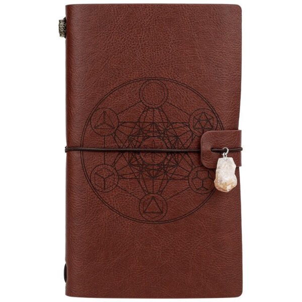 Charka Leather Magic Notebook Rune Natural Crystal Healing Clear quartz Point