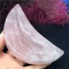 Natural Rose Quartz Bowl Heart Pink Carved Moon Crystal Pentagram