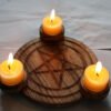 Astrology Pentagram wood Candlestick table Pentacle altar plate Triquetra wooden Divination Wicca ceremony Accessories