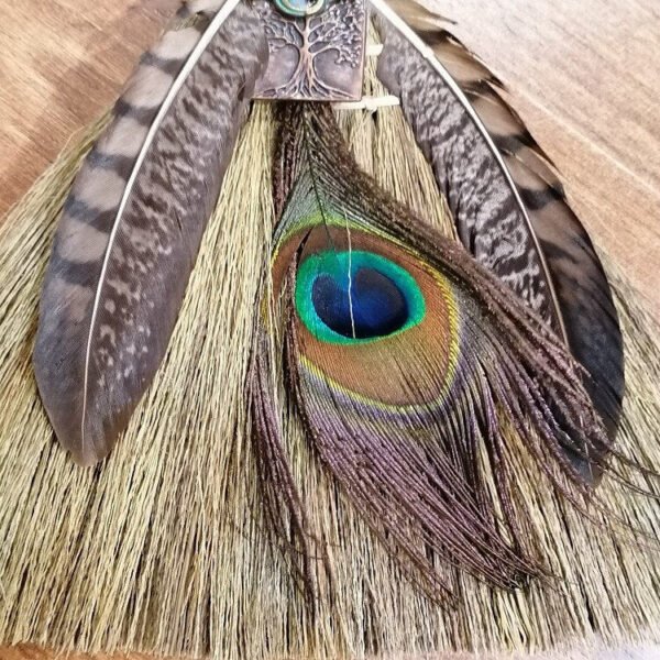 Witch altar WICCA amethyst witch broom feather broom ceremonial ritual supplies energy purification