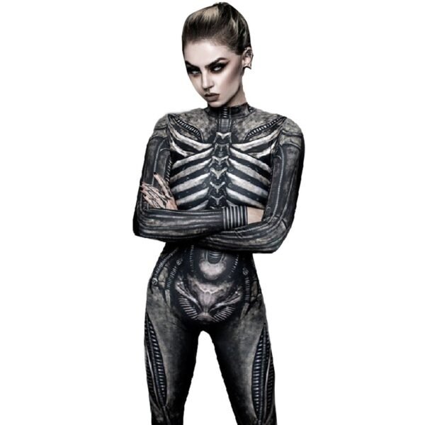 Halloween Skeleton Printed Bodysuit Cosplay Costumes Suit Women Jumpsuit Disfraz Halloween Mujer Scary Costumes Disfraz Niña