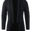 Medieval Costume Vintage Mens Two Ways Black Asymmetrical Overlap Cardigan Casual  Long Sleeve Shawl Collar Open Front Tops Coat