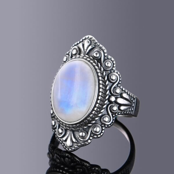 Vintage Oval Natural Labradorite Rings For Women Silver Ring Jewelry Finger Ring Gemstone Rings