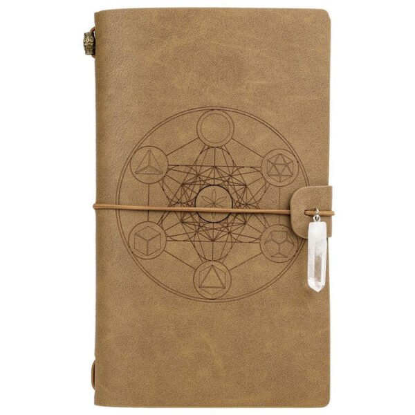 Charka Leather Magic Notebook Rune Natural Crystal Healing Clear quartz Point