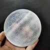 Natural selenite stone circle disk crystal Flower of Life