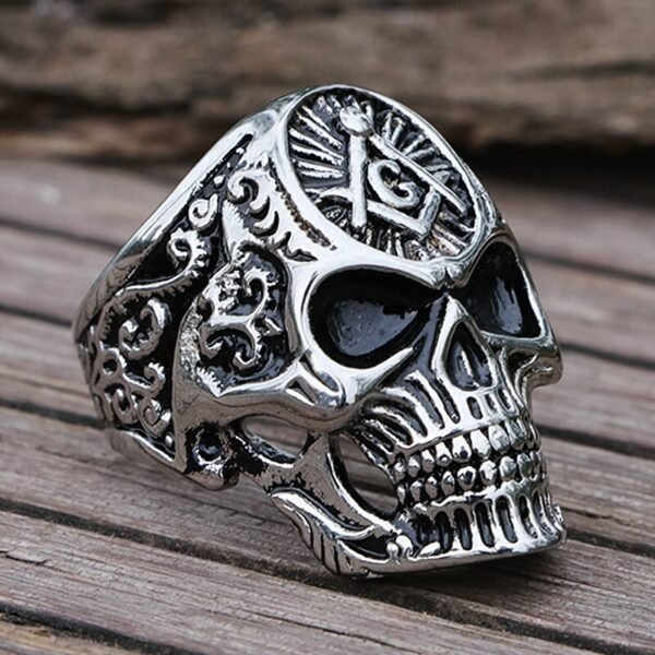 Vintage Freemason Skull Ring Stainless Steel Knight Templar Ring