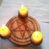 Astrology Pentagram wood Candlestick table Pentacle altar plate Triquetra wooden Divination Wicca ceremony Accessories