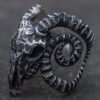 Gothic Ring  Big Sheep Goat Horn Head Ring