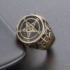 Baphomet Goat Pentagram Ring Satanic Leviathan Cross Gothic Witch Rings