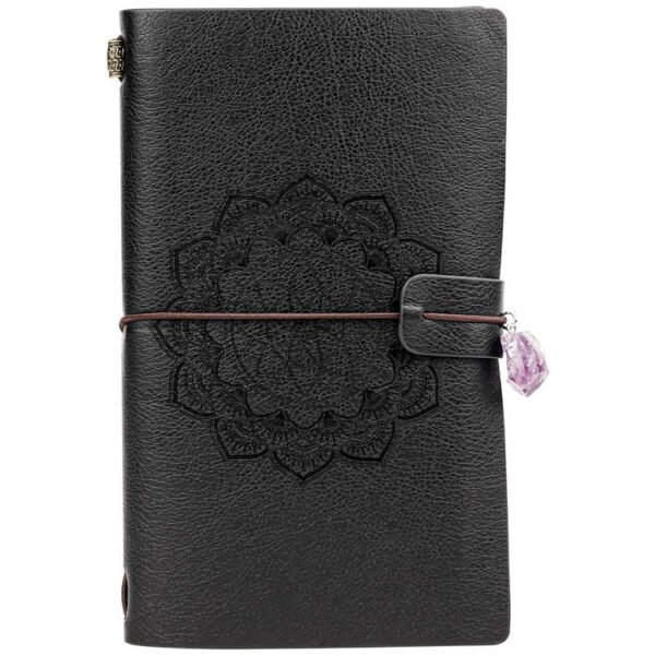 Charka Leather Magic Notebook Rune Natural Crystal Healing Clear quartz Point