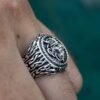 Vintage Spartan Warrior Helmet Stainles  Norse Viking Warrior Celtic Knot Ring