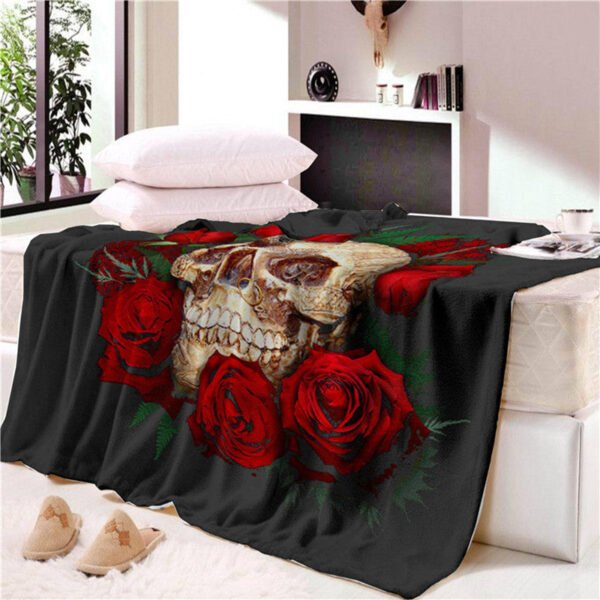 3D Custom Nap Blanket  Super Soft Cozy Velvet Plush Throw Blanket Bedspread Floral Skull Modern Line Art Sherpa Travel CB68