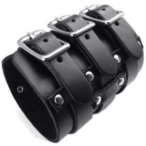 Genuine Leather Men's Bangle Cuff Bracelet  Punk Rock