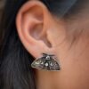 Luna Moth Stud Earrings Silver Color Moon Phase Earrings