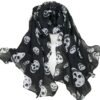 Summer Beach Long Shawl Fahion Skull Print Chiffon Silk Scarf Mulim Hijab