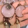 Pink Rose Quartz Tower Wand   Sun And Moon Necklace Jewelry