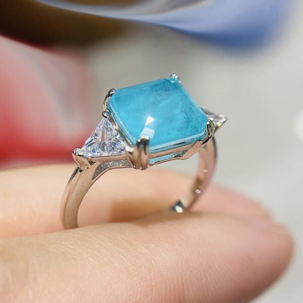 Charm Luxury 925 Sterling silver Tourmaline Fashion Finger Green Stone Ring